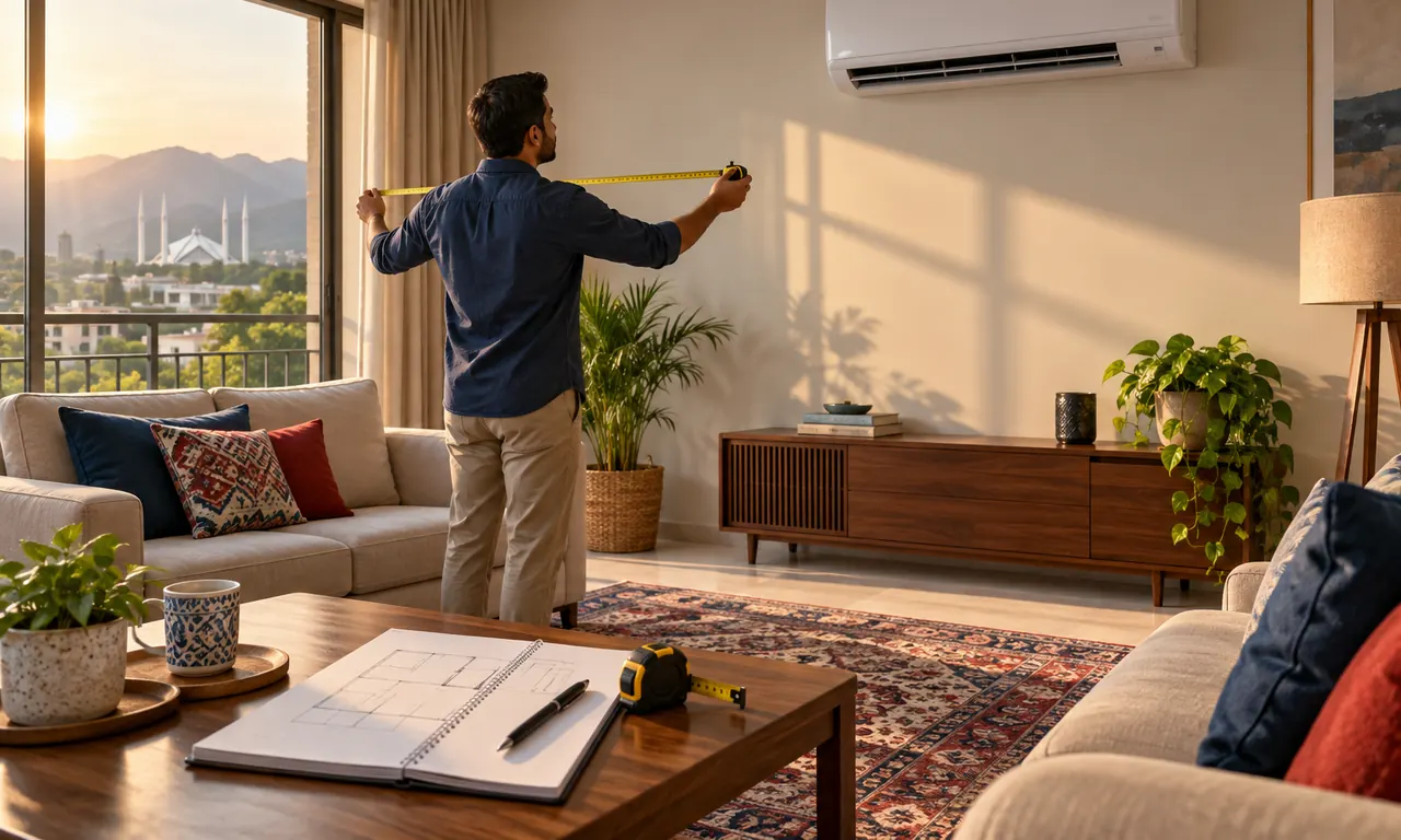 Editorial illustration for AC Size Calculator for Rooms in Pakistan