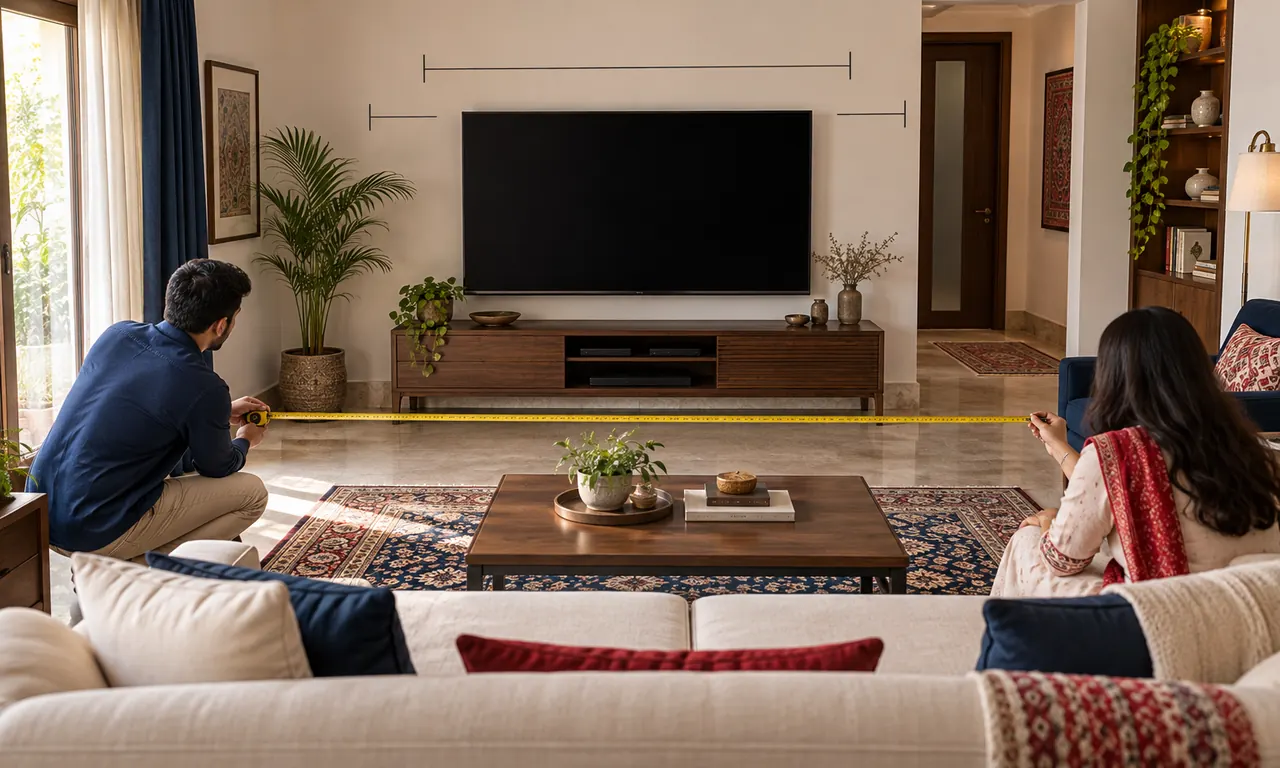 Editorial illustration for TV Size and Viewing Distance Planner